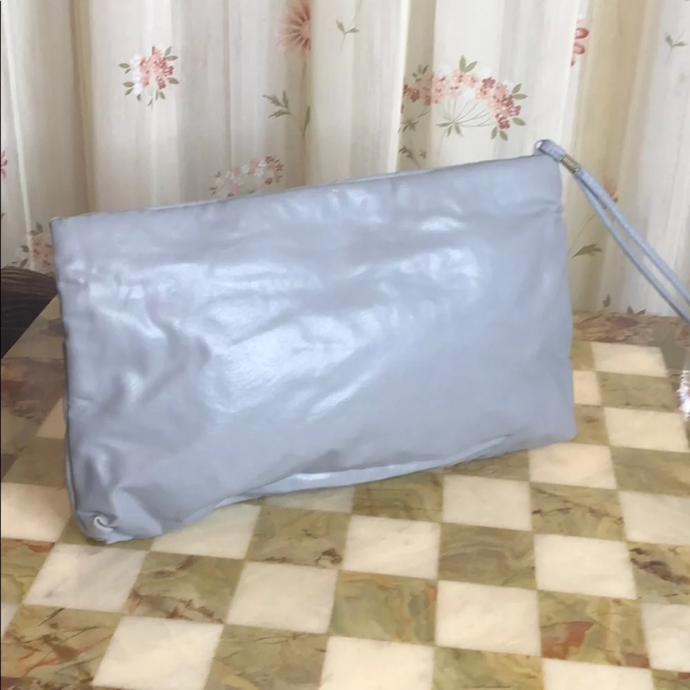 Grey Faux Leather MCI Clutch Purse with Strap